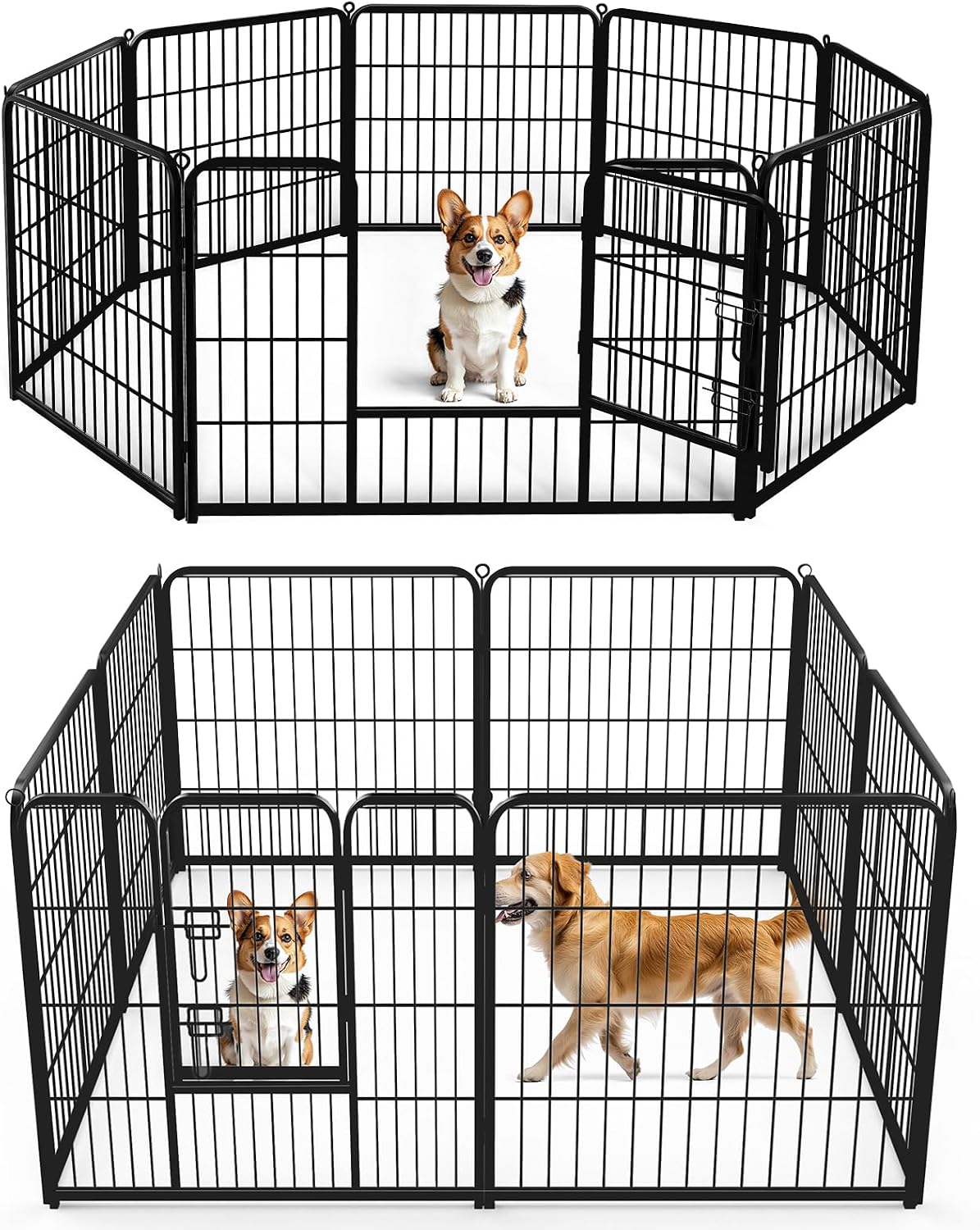 Outdoor Camping Dog Fence - 32 Inch Metalen Hondenren, 8 Panelen