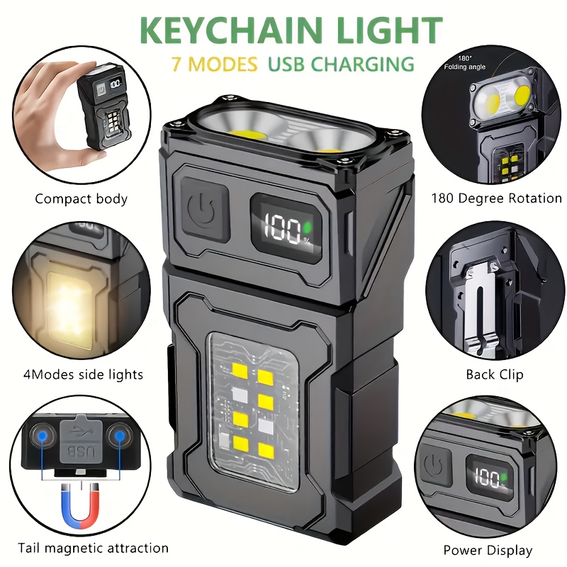 Outdoor Camping Decor - Mini oplaadbare LED-zaklamp Draagbare zij-COB-zaklamp met