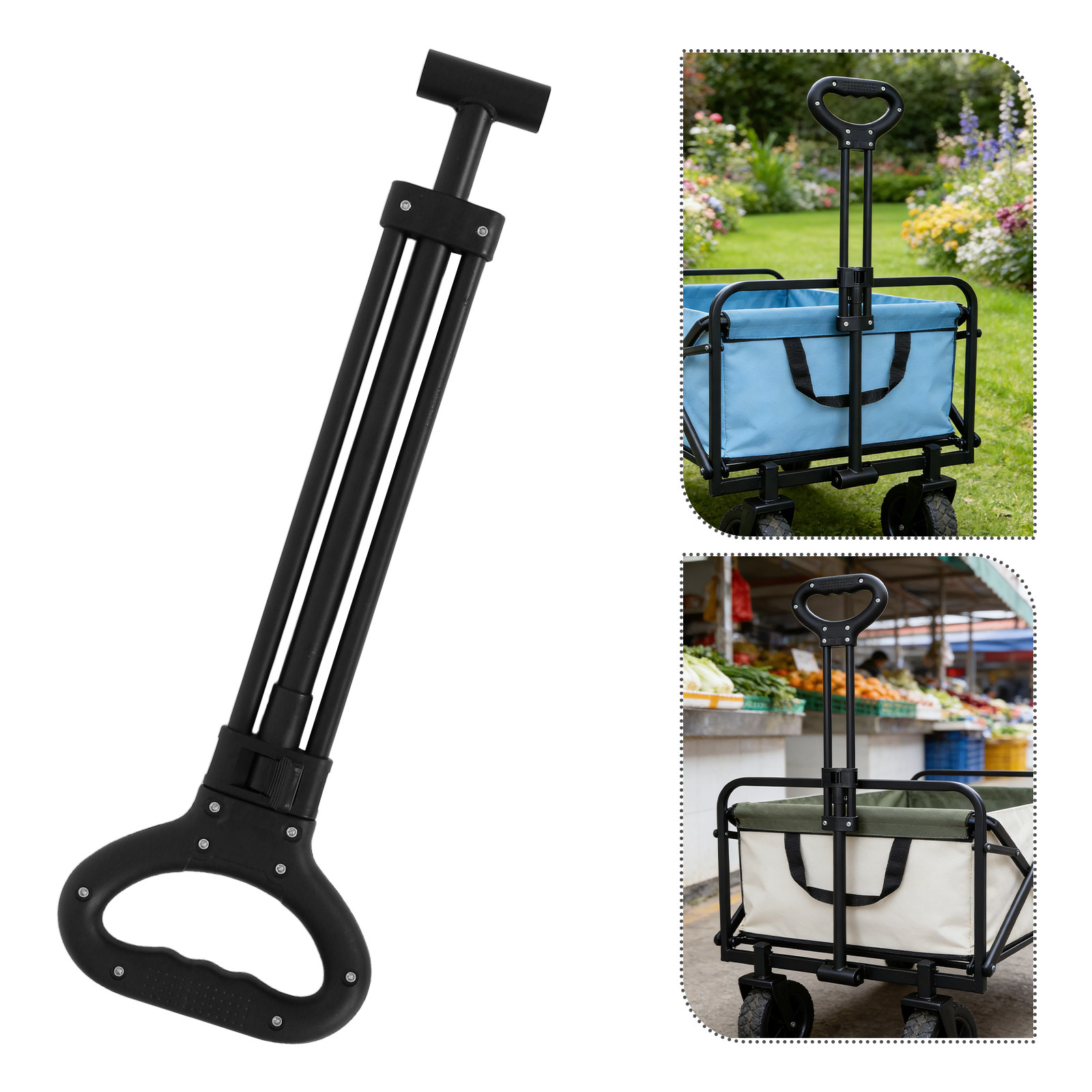 Outdoor Camping Wagon - 1Set opvouwbare wagen-duwstang, telescopische vervanging voor
