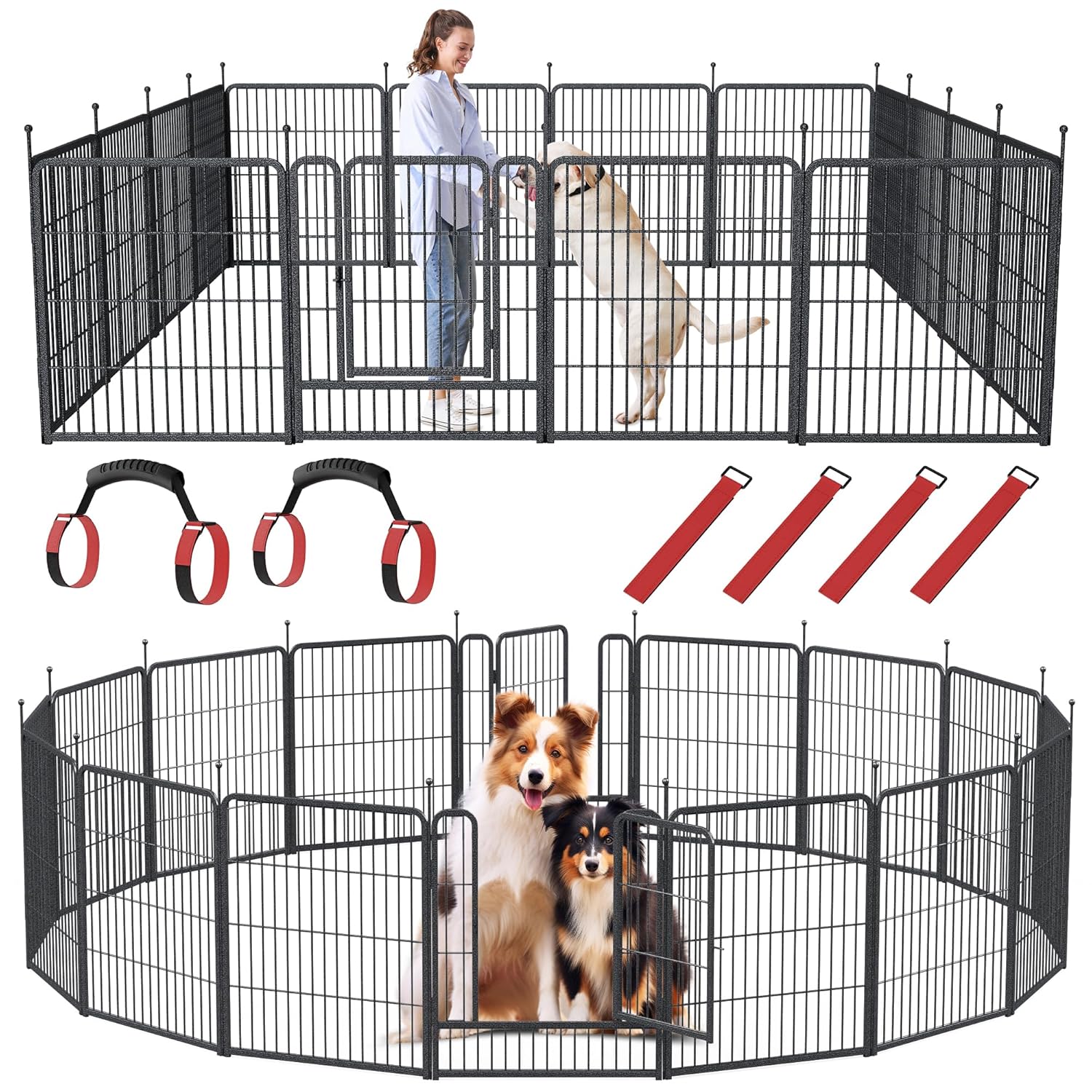 Outdoor Camping Dog Fence - 16 panelen, 32 inch hoog, hondenren