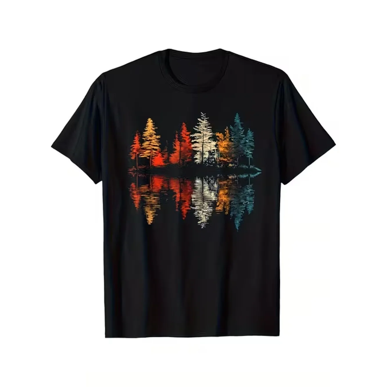 Outdoor Activities In Camping - Heren T-shirt met retro reflectieprint, zwart