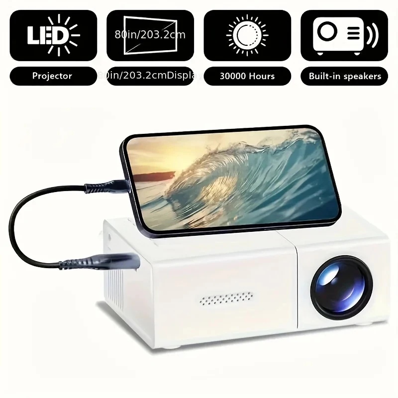 Outdoor Camping Movies - 1080P LED-miniprojector met afstandsbediening 4K HD-videoprojector