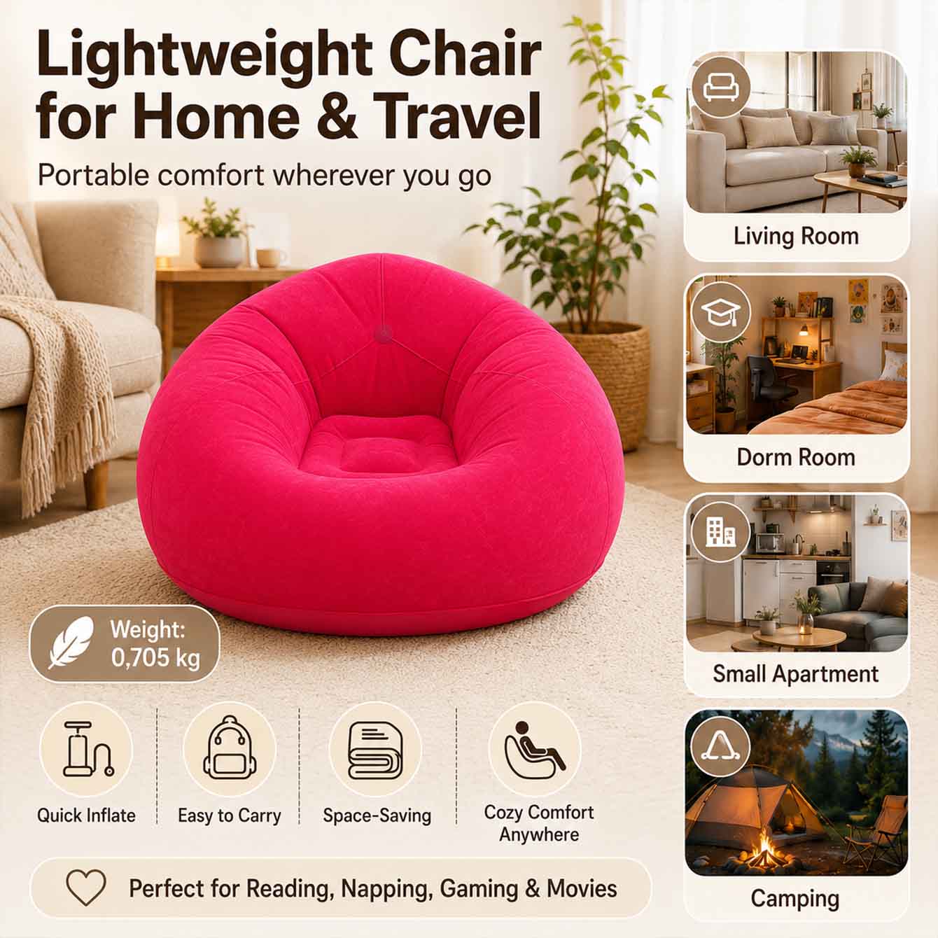 1PC Opblaasbare Zitzakstoelen  - Outdoor Camping Couch recensie en prijs