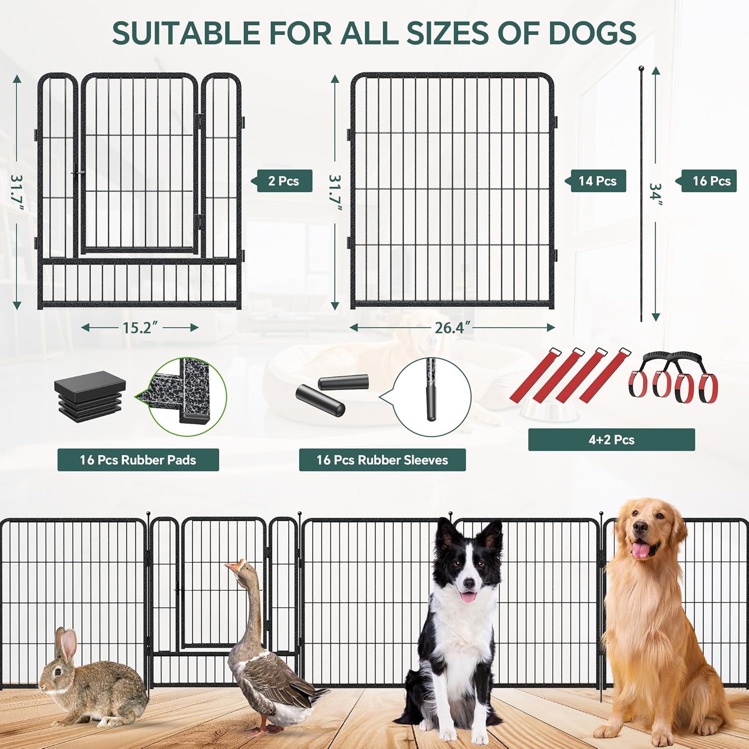 16 panelen, 32 inch hoog, hond - Outdoor Camping Dog Fence recensie en prijs