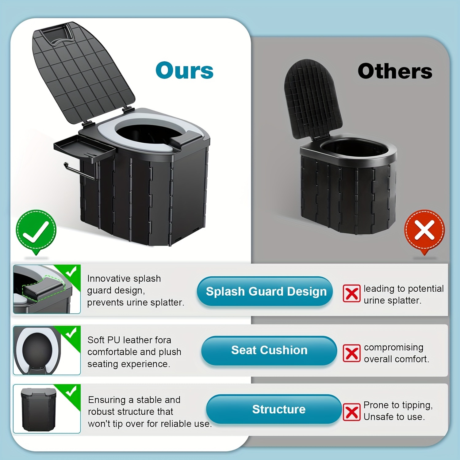 Draagbaar opvouwbaar toilet me - Outdoor Camping Quilt recensie en prijs